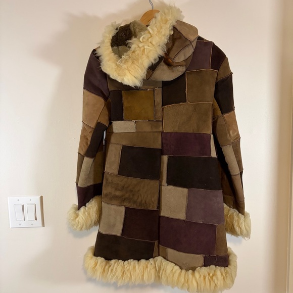 VTG Jukie Inc. House of Suede & Leather patchwork shearling Jacket Size Small - Picture 9 of 12